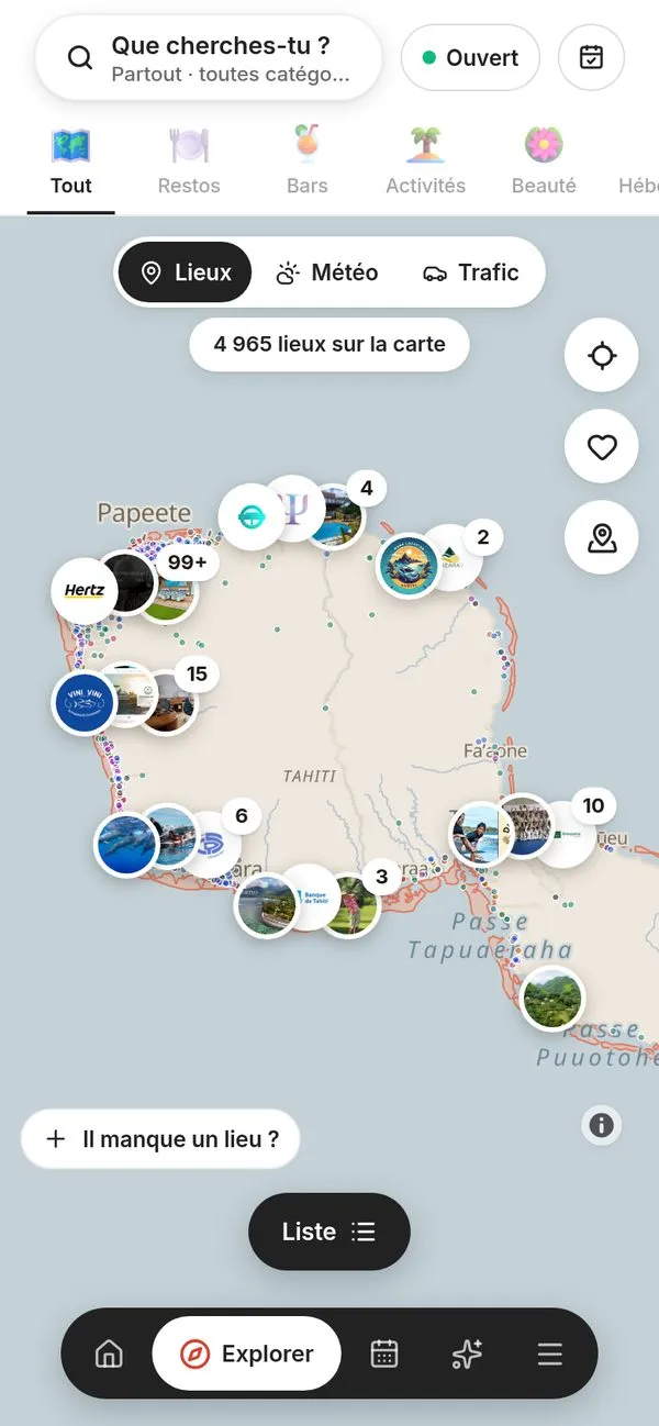 Carte des lieux de Tahiti